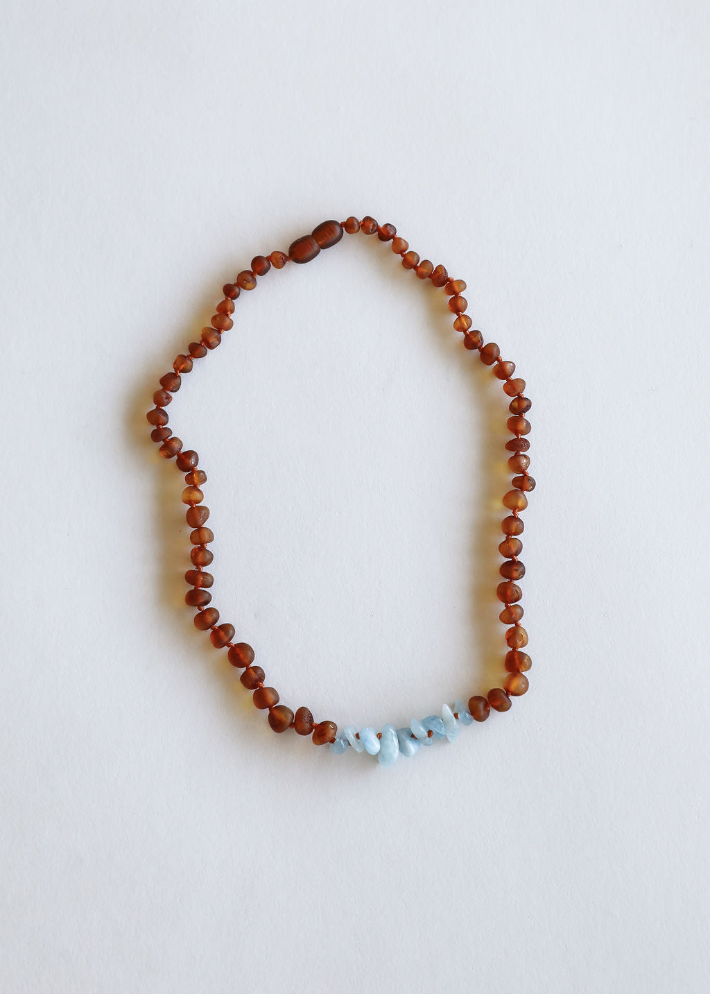 Raw Cognac Baltic Amber + Aquamarine || Necklace - Korvel