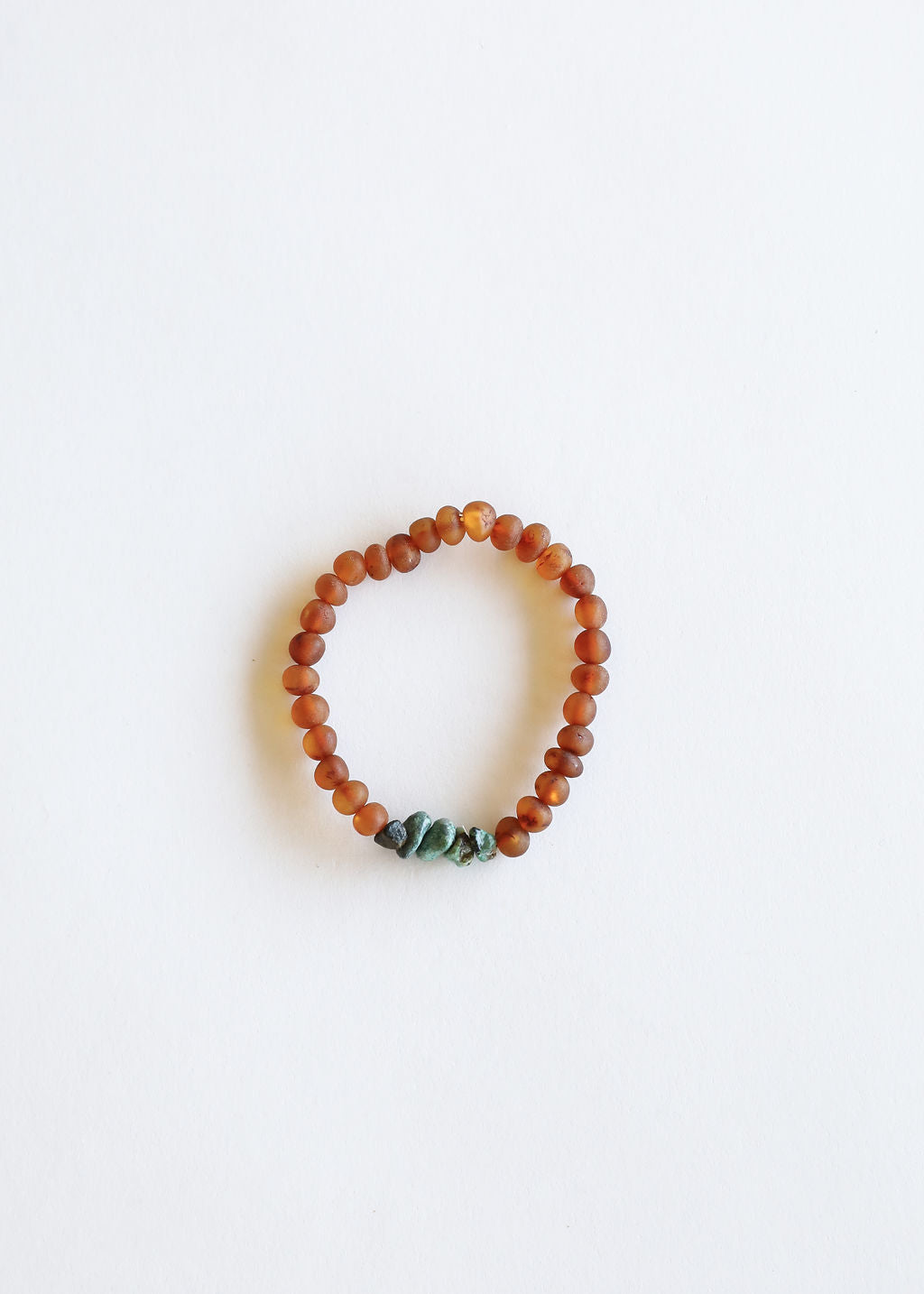 Pulsera de Ámbar Báltico Cognac Crudo y Jaspe Turquesa