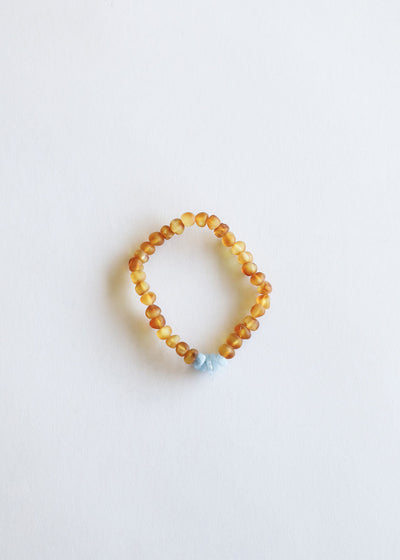 Raw Honey Baltic Amber + Aquamarine || Adult Bracelet - Korvel