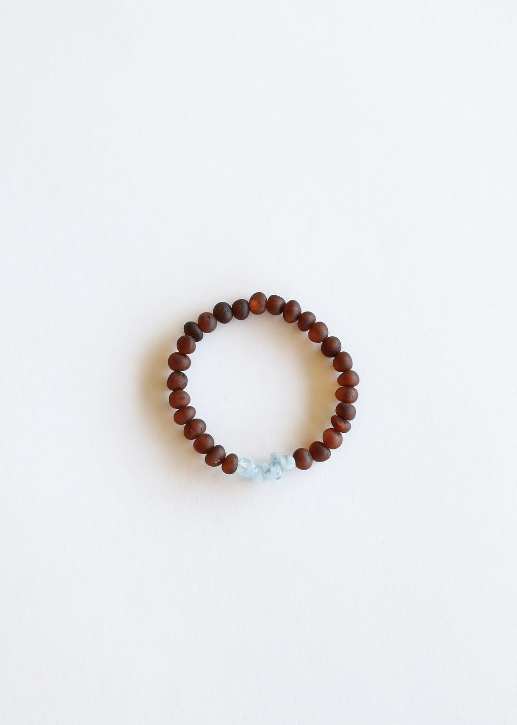 Raw Cognac Baltic Amber and Aquamarine Adult Bracelet