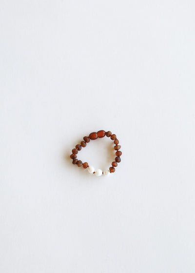 Raw Cognac Baltic Amber & Pearls Anklet or Bracelet