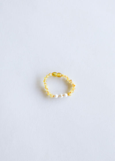 Tobillo o Pulsera de Ámbar Báltico y Perlas de Miel Cruda