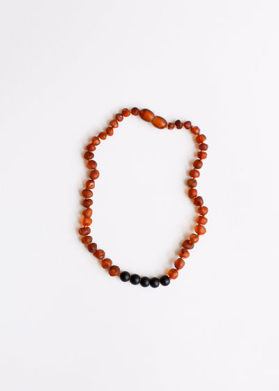 Collar de Ámbar Báltico Cognac Crudo y Shungita