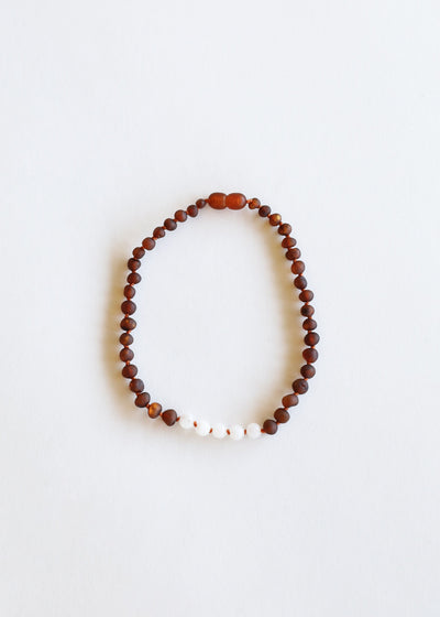 Conjunto de Collar de Ámbar Báltico Cognac Crudo y Moonstone