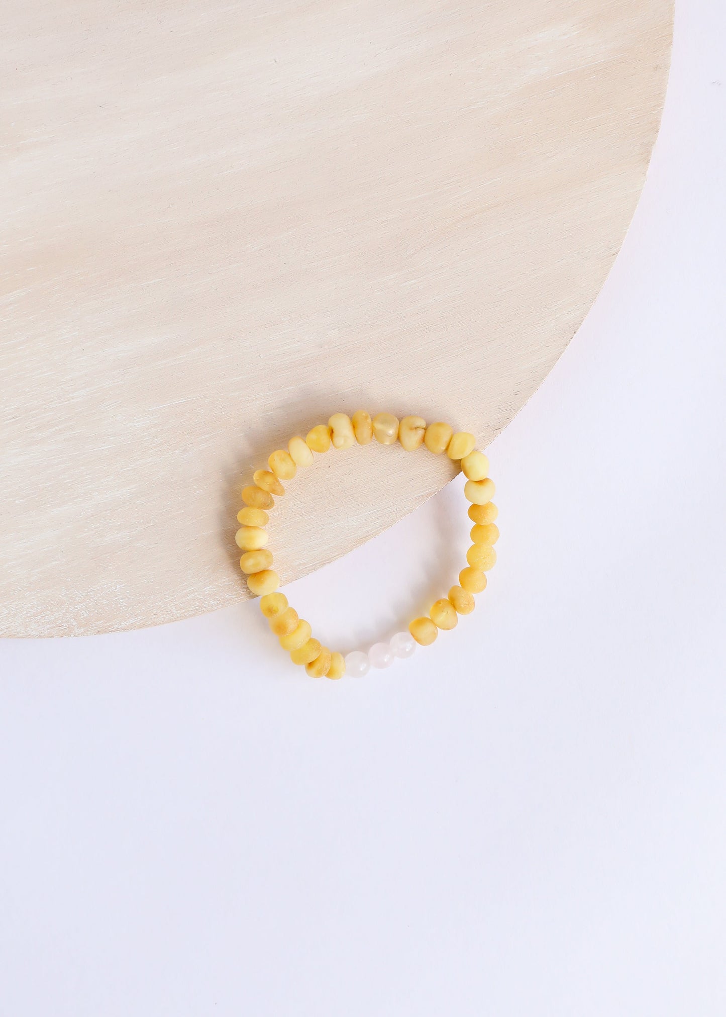 Pulsera de Ámbar Báltico de Miel Cruda y Cuarzo Rosa