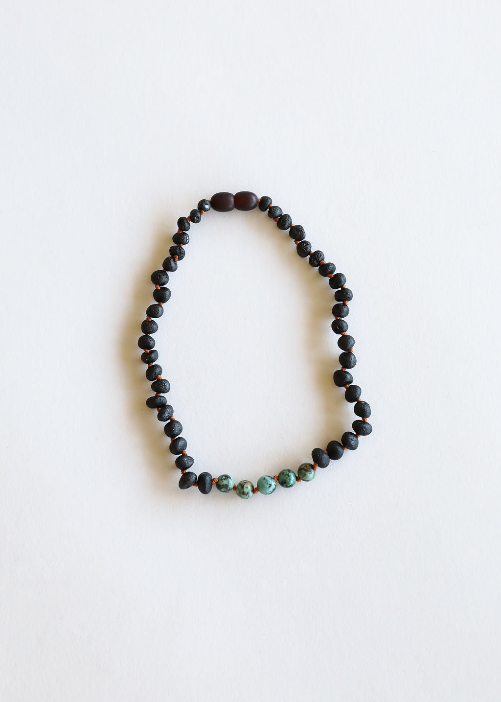 Raw Black Baltic Amber + Turquoise Jasper Necklace - Korvel