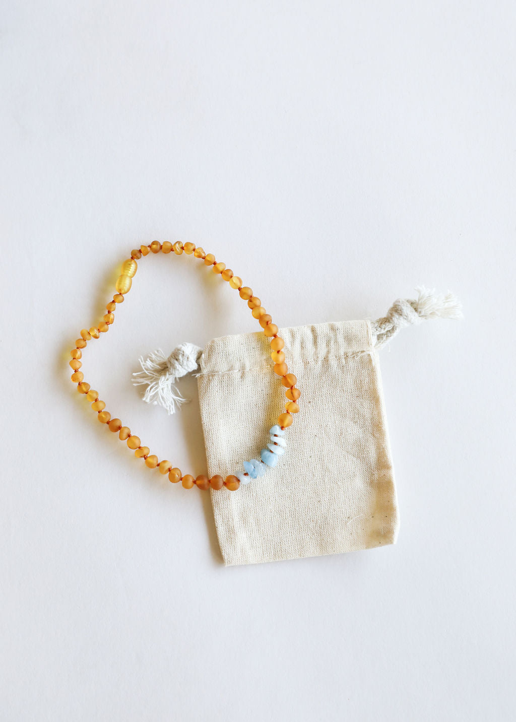 Raw Honey Baltic Amber + Aquamarine || Necklace - Korvel