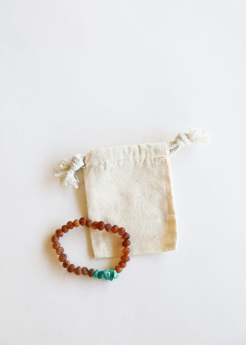 Bracelet pour adulte en ambre baltique cognac brut et amazonite