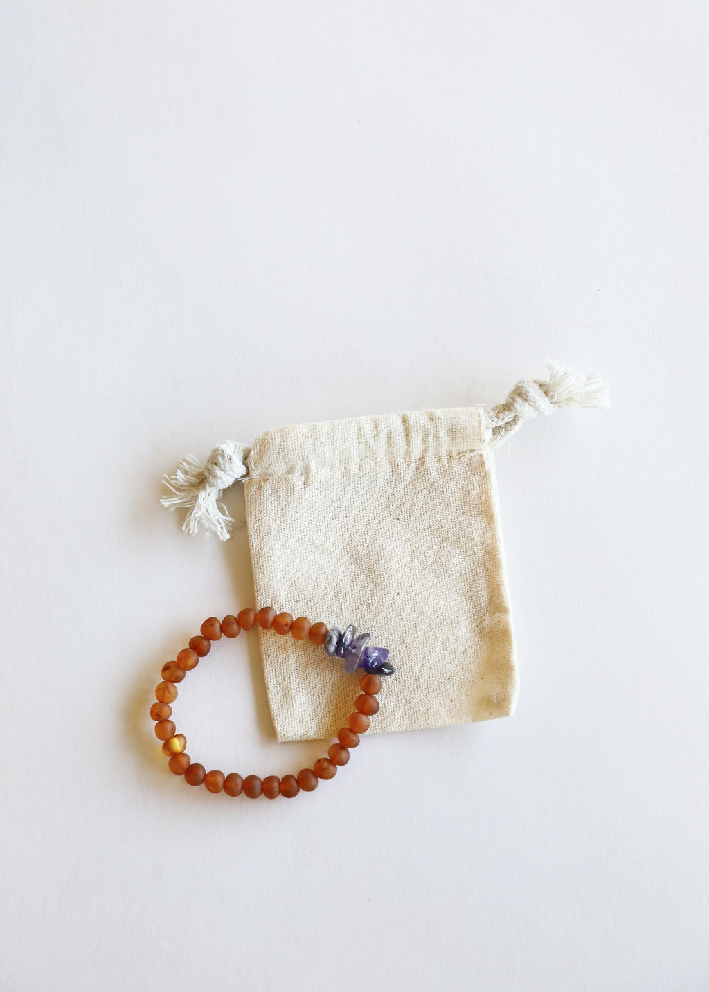 Pulsera de Adulto de Ámbar Báltico Cognac Crudo y Amatista
