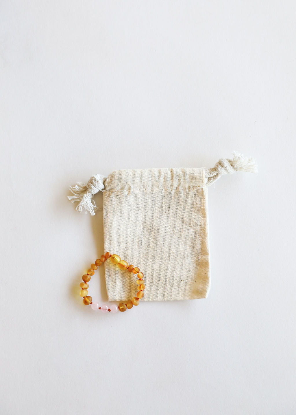 Pulsera/Anklet de Ámbar Báltico de Miel Cruda y Cuarzo Rosa