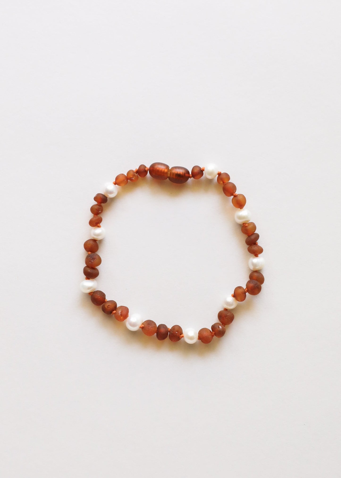 Raw Cognac Baltic Amber & Pearl Halo Anklet or Bracelet