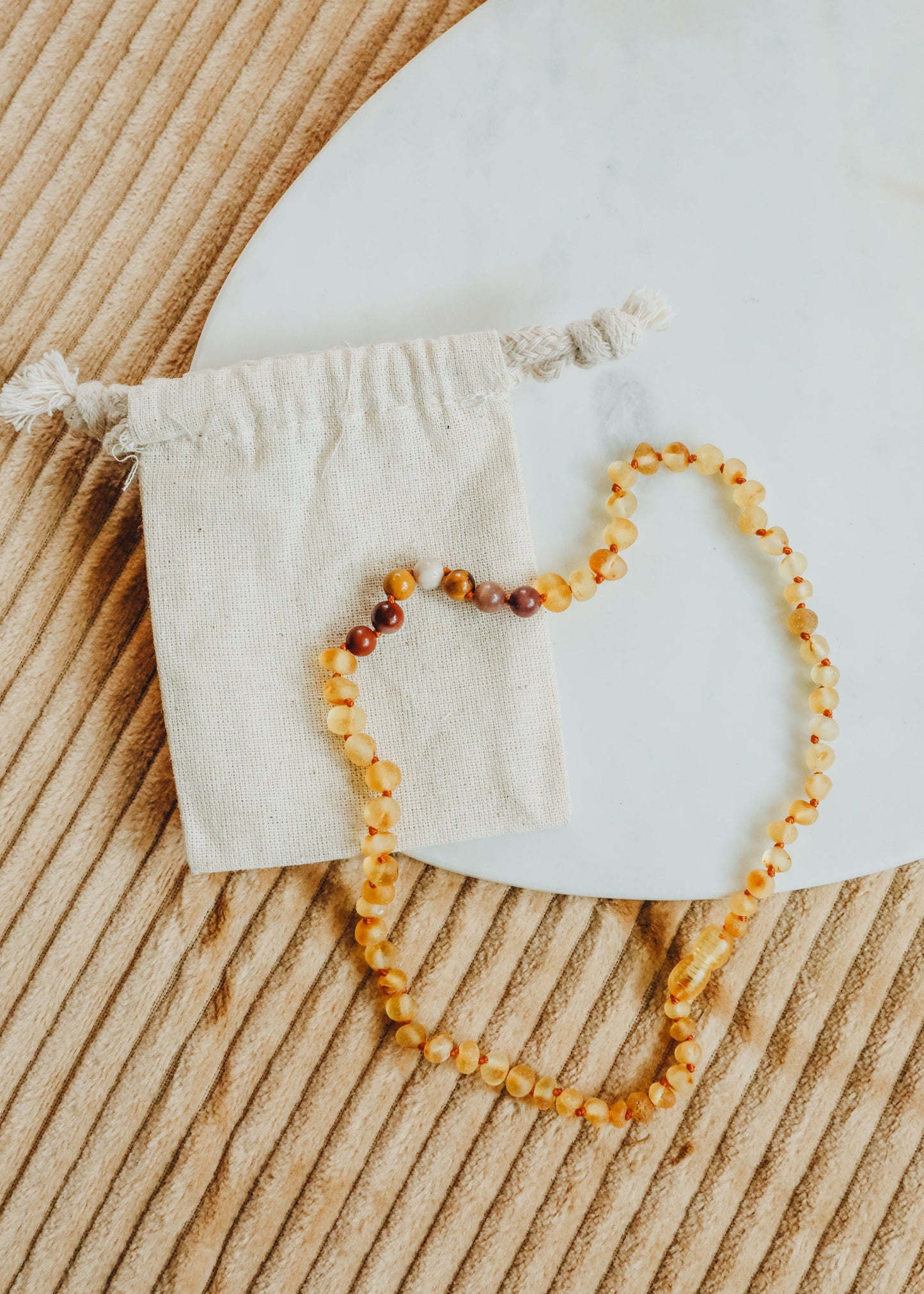 Raw Honey Baltic Amber & Mookaite Jasper Necklace
