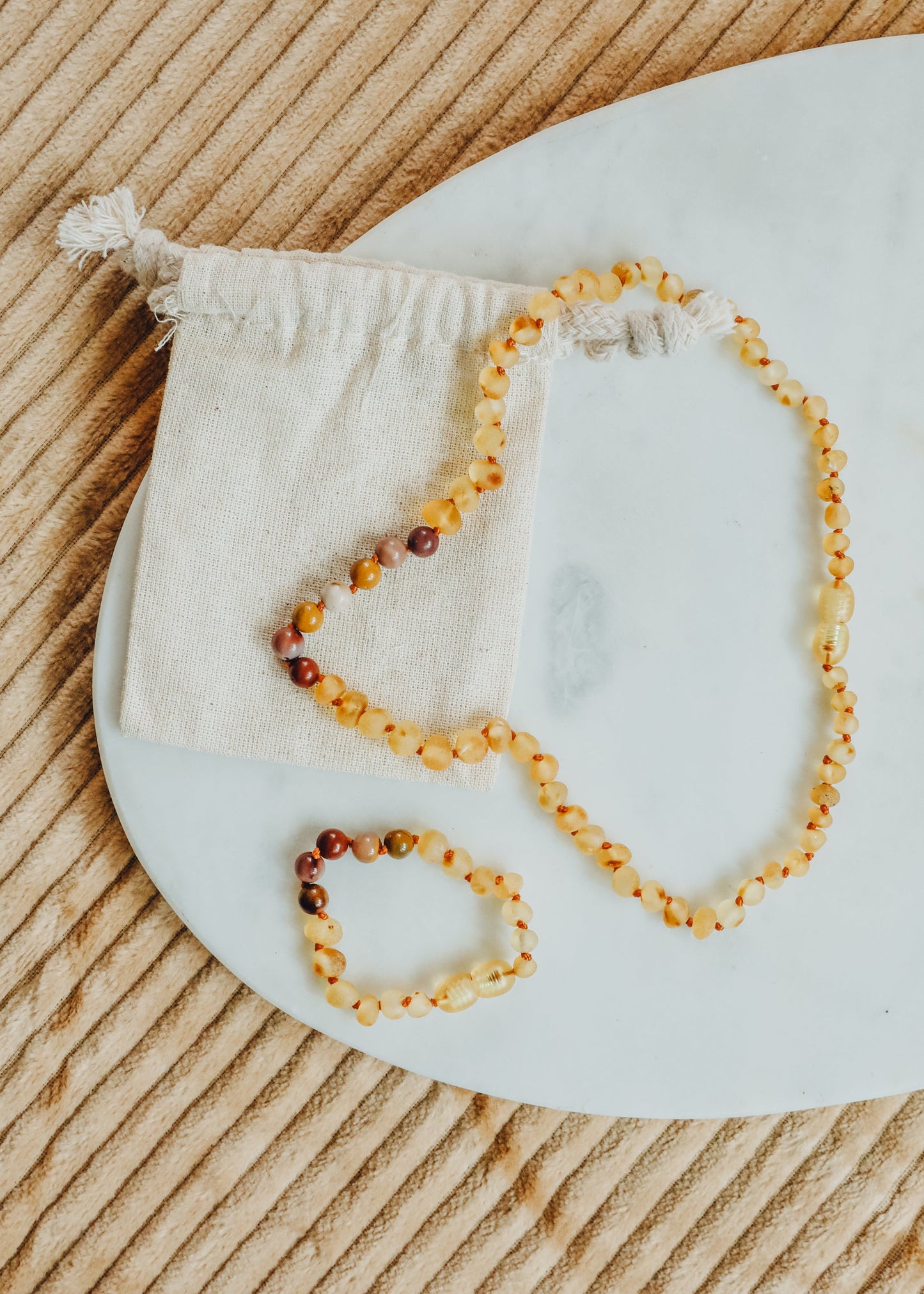 Raw Honey Baltic Amber & Mookaite Jasper Necklace