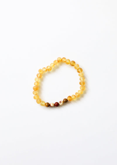 Pulsera de Ámbar Báltico Crudo y Jaspe Mookaite