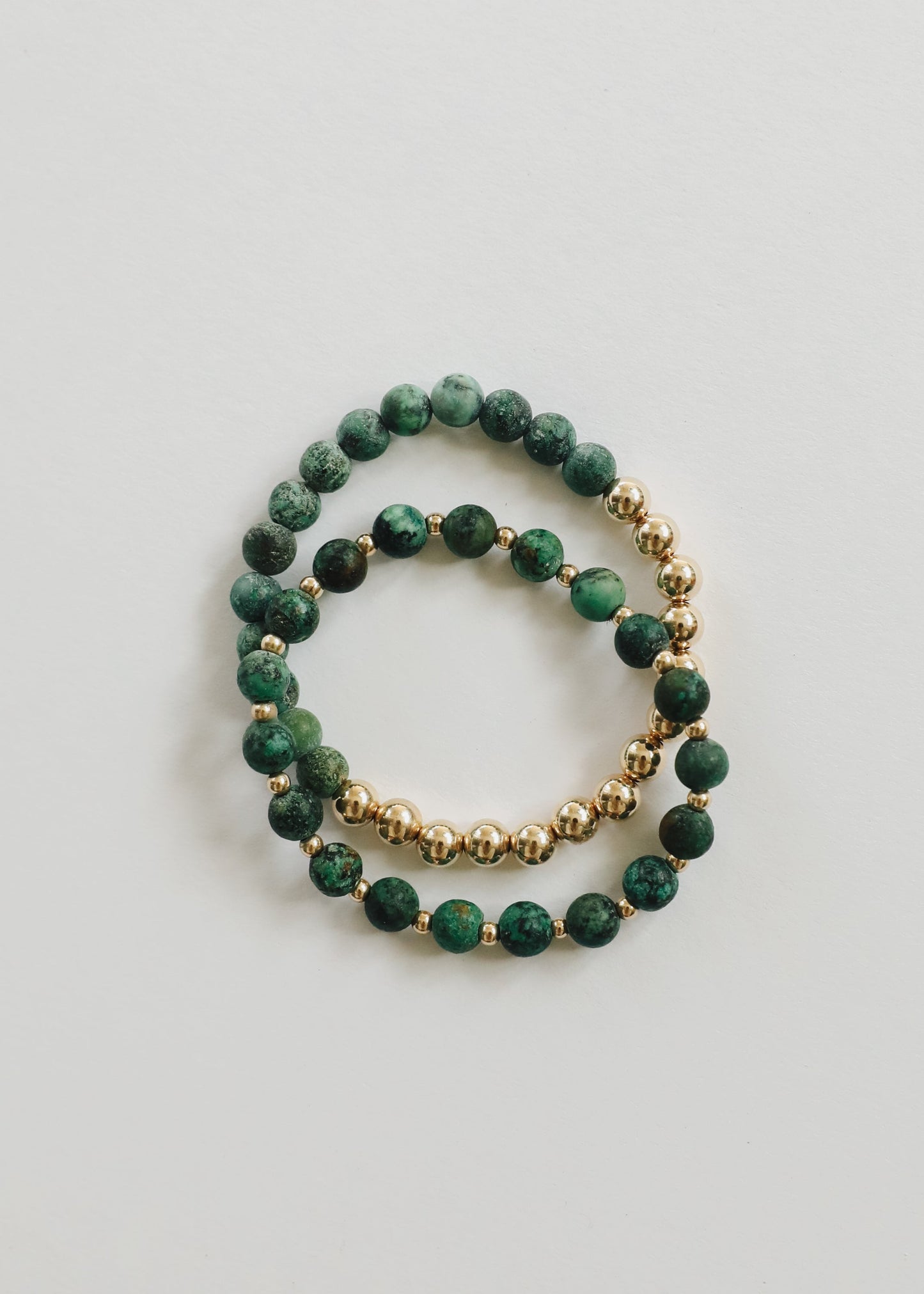 Bracelet Sun + Lune en Jaspe Turquoise 14k Or Rempli