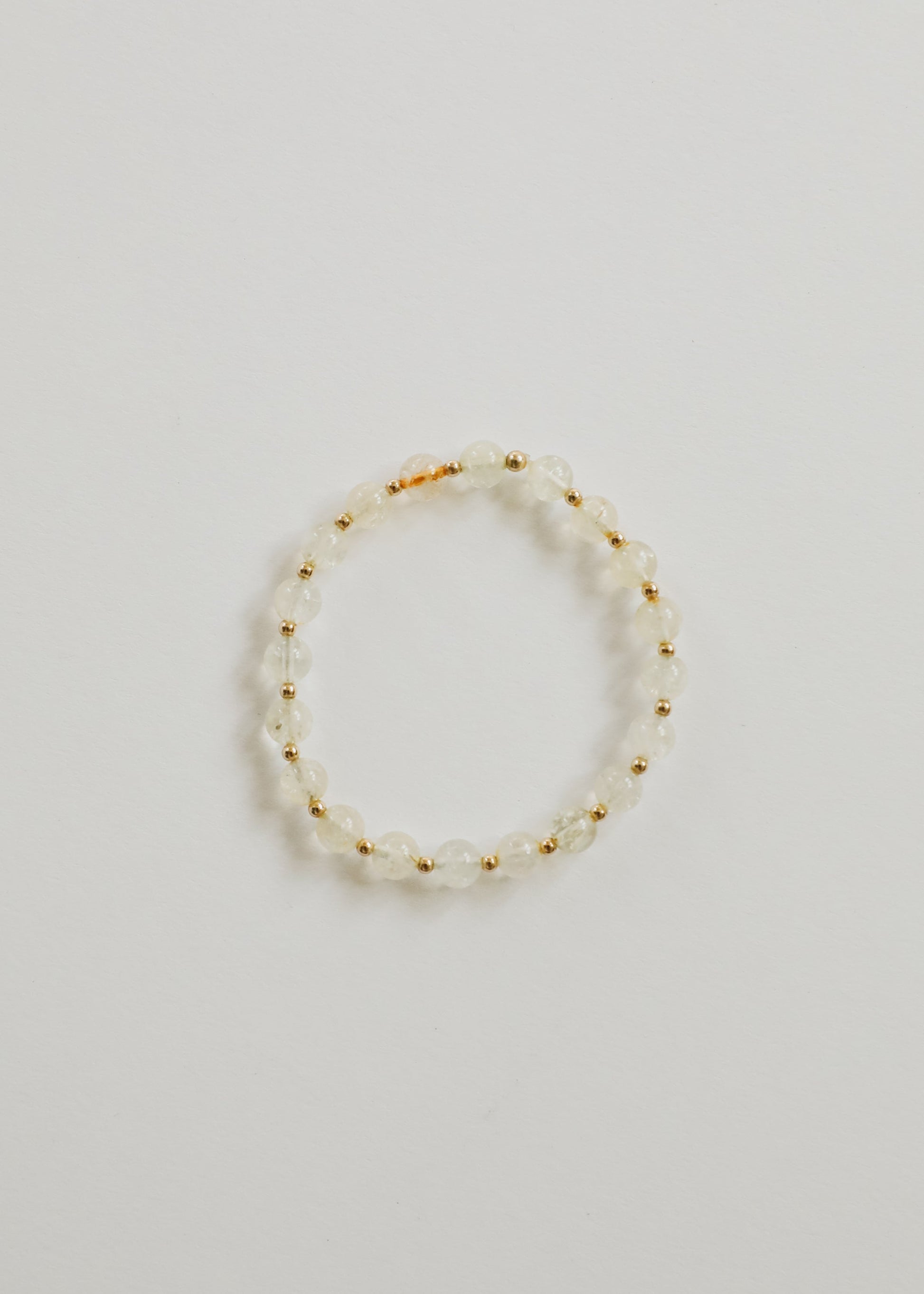 Citrine Gemstone + 14K Gold Filled Beaded Stretch Bracelet - Korvel