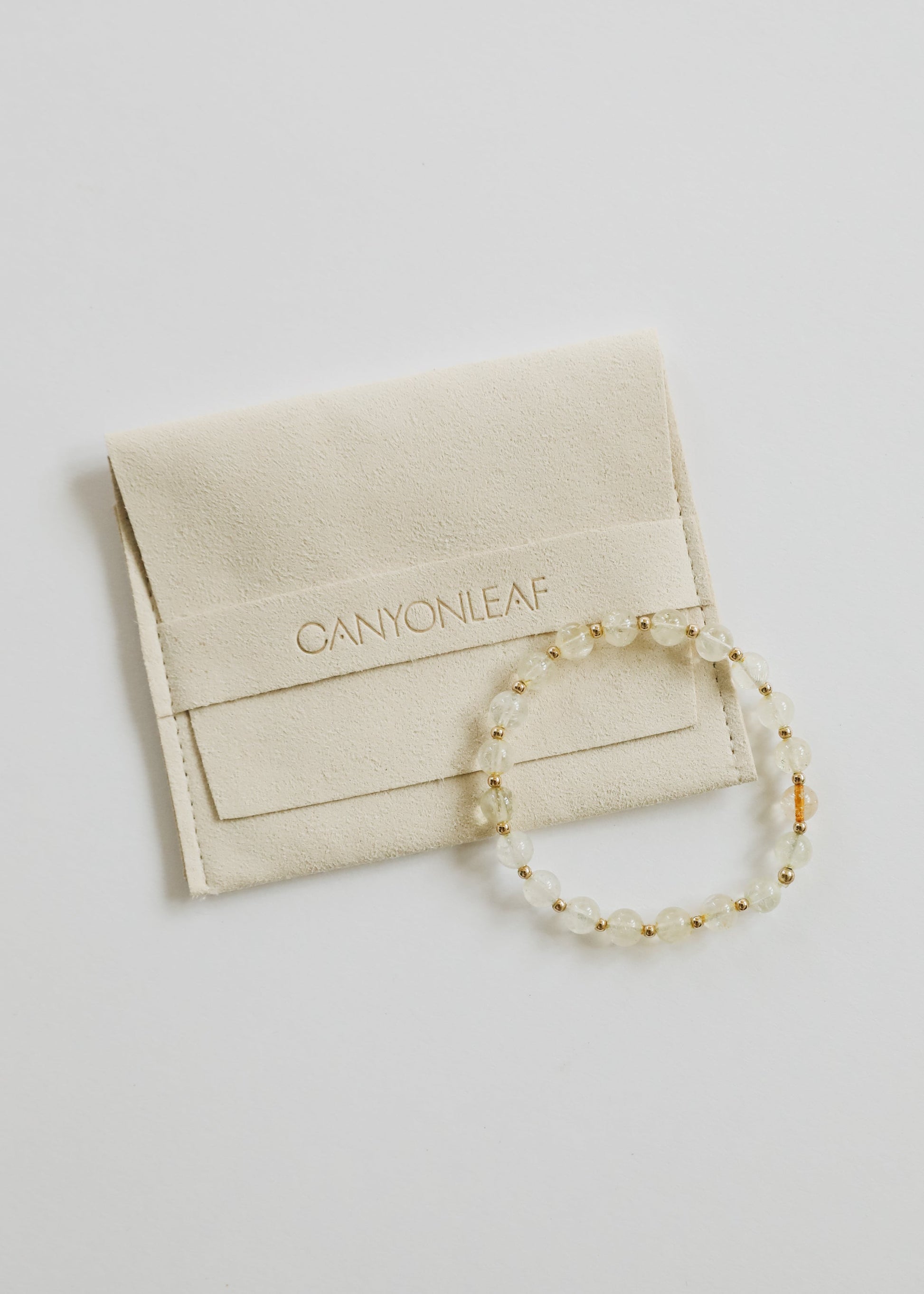 Citrine Gemstone + 14K Gold Filled Beaded Stretch Bracelet - Korvel