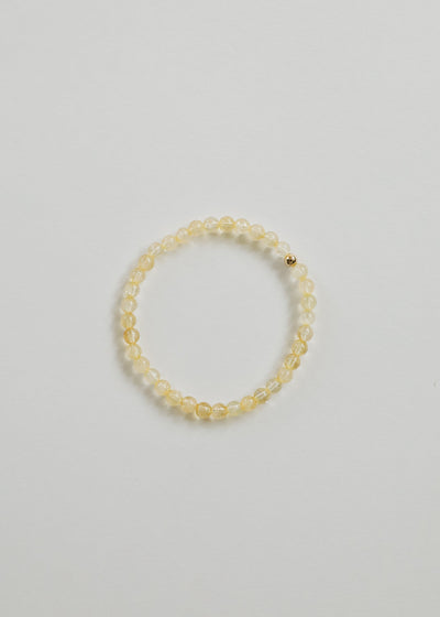 Pulsera de cuentas de piedra preciosa de citrino delicada y de oro de 14 quilates