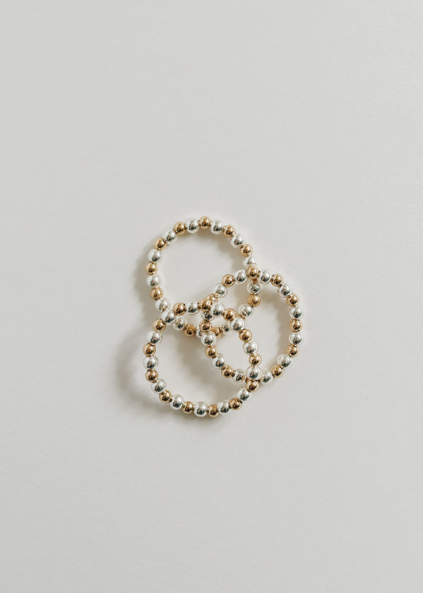 Sterling Silver & 14k Gold Filled Beaded Stretch Ring