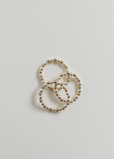 Sterling Silver & 14k Gold Filled Beaded Stretch Ring