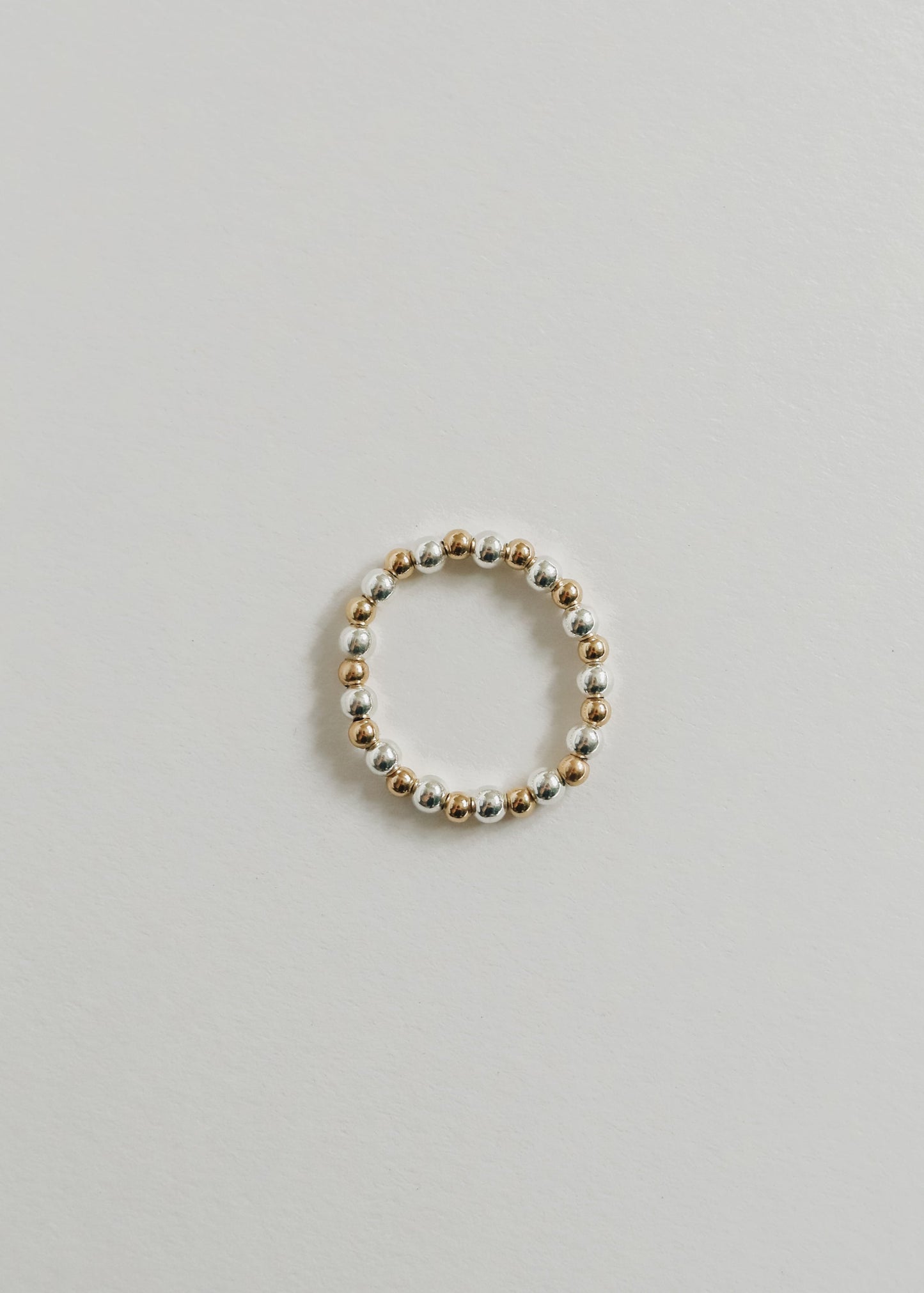 Sterling Silver & 14k Gold Filled Beaded Stretch Ring