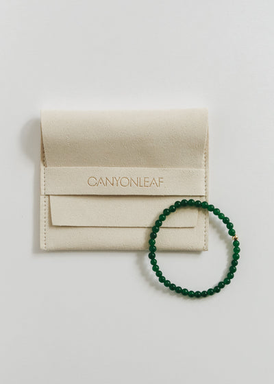 Dainty Green Jade + 14K Gold Filled || Beaded Stretch Bracelet - Korvel