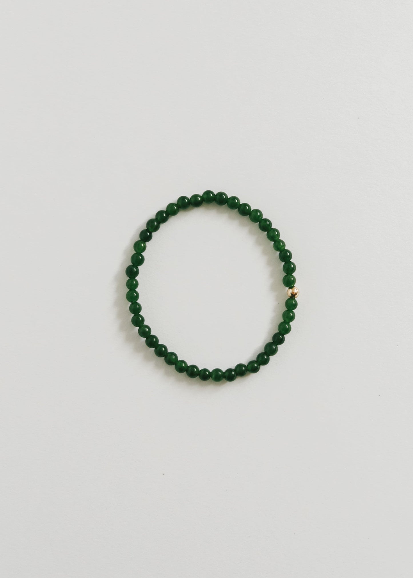 Dainty Green Jade + 14K Gold Filled || Beaded Stretch Bracelet - Korvel
