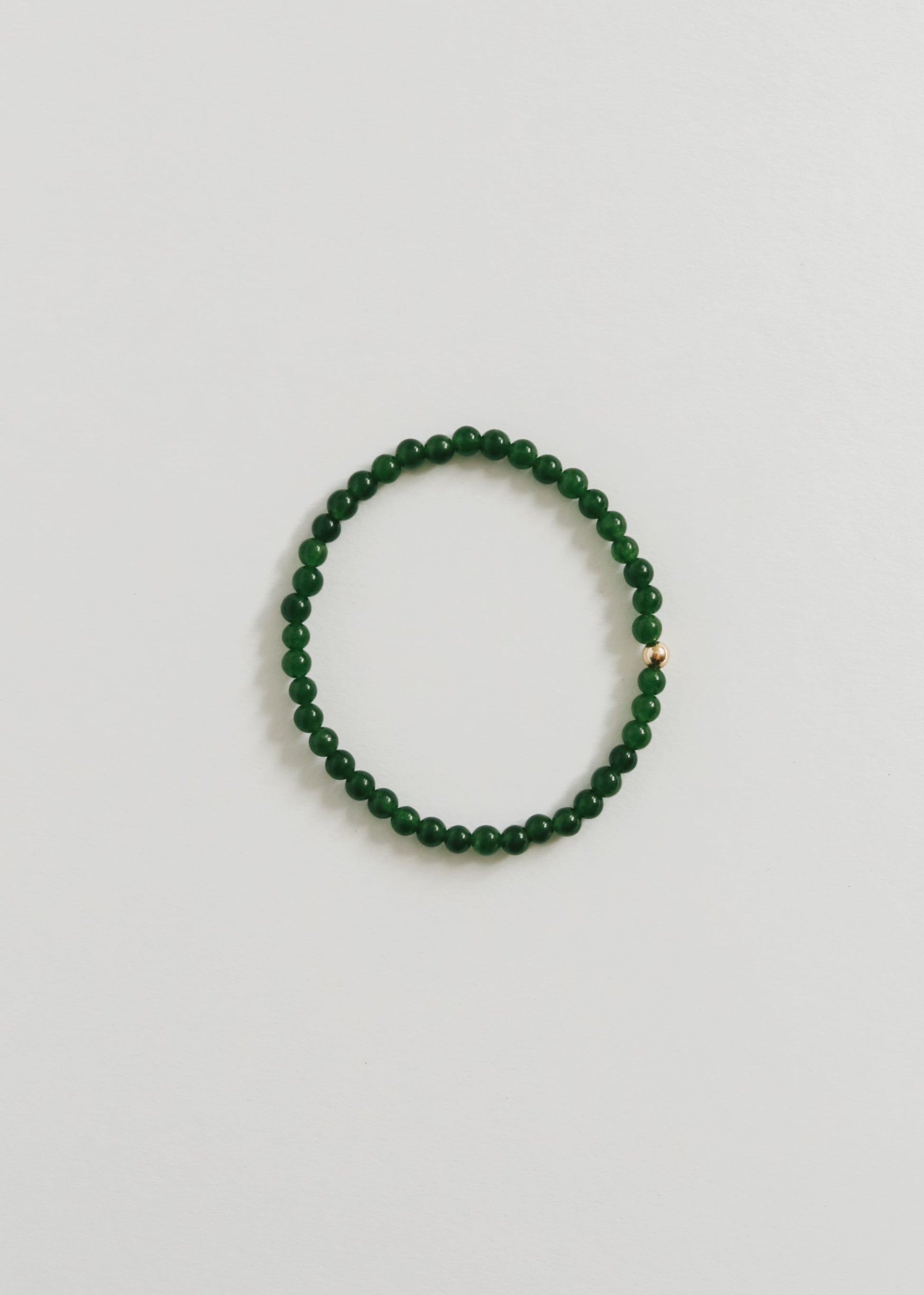 Dainty Green Jade + 14K Gold Filled || Beaded Stretch Bracelet - Korvel
