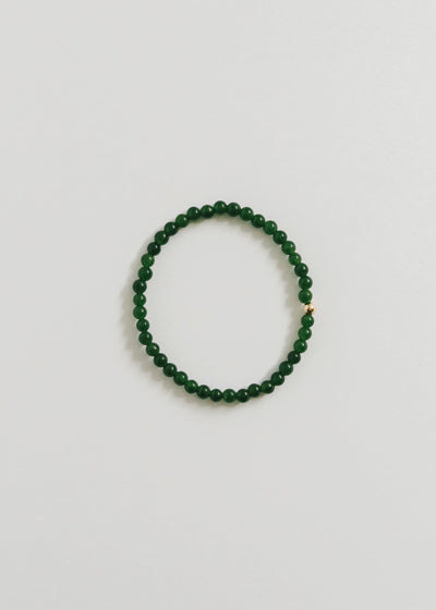Dainty Green Jade + 14K Gold Filled || Beaded Stretch Bracelet - Korvel