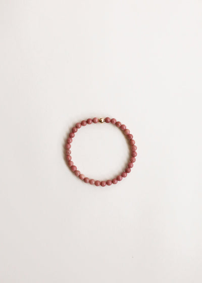 Natural Pink Rhodonite & 14k Gold Filled Stretch Bracelet