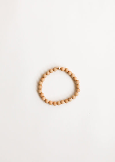 Cypress Wood & 14K Gold Filled Beaded Stretch Bracelet