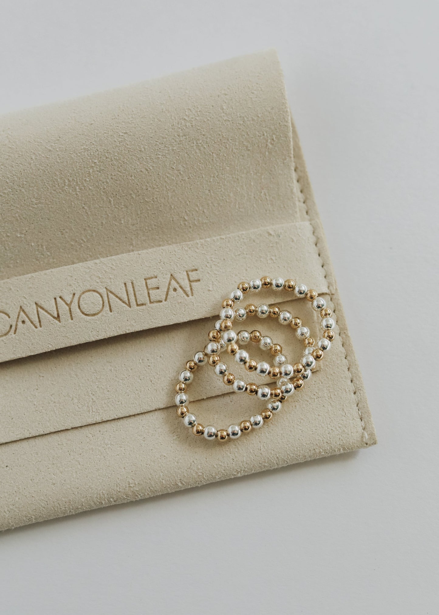 Sterling Silver & 14k Gold Filled Beaded Stretch Ring