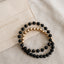 Pulsera Elástica de Sol y Luna de Shungita con Baño de Oro de 14k