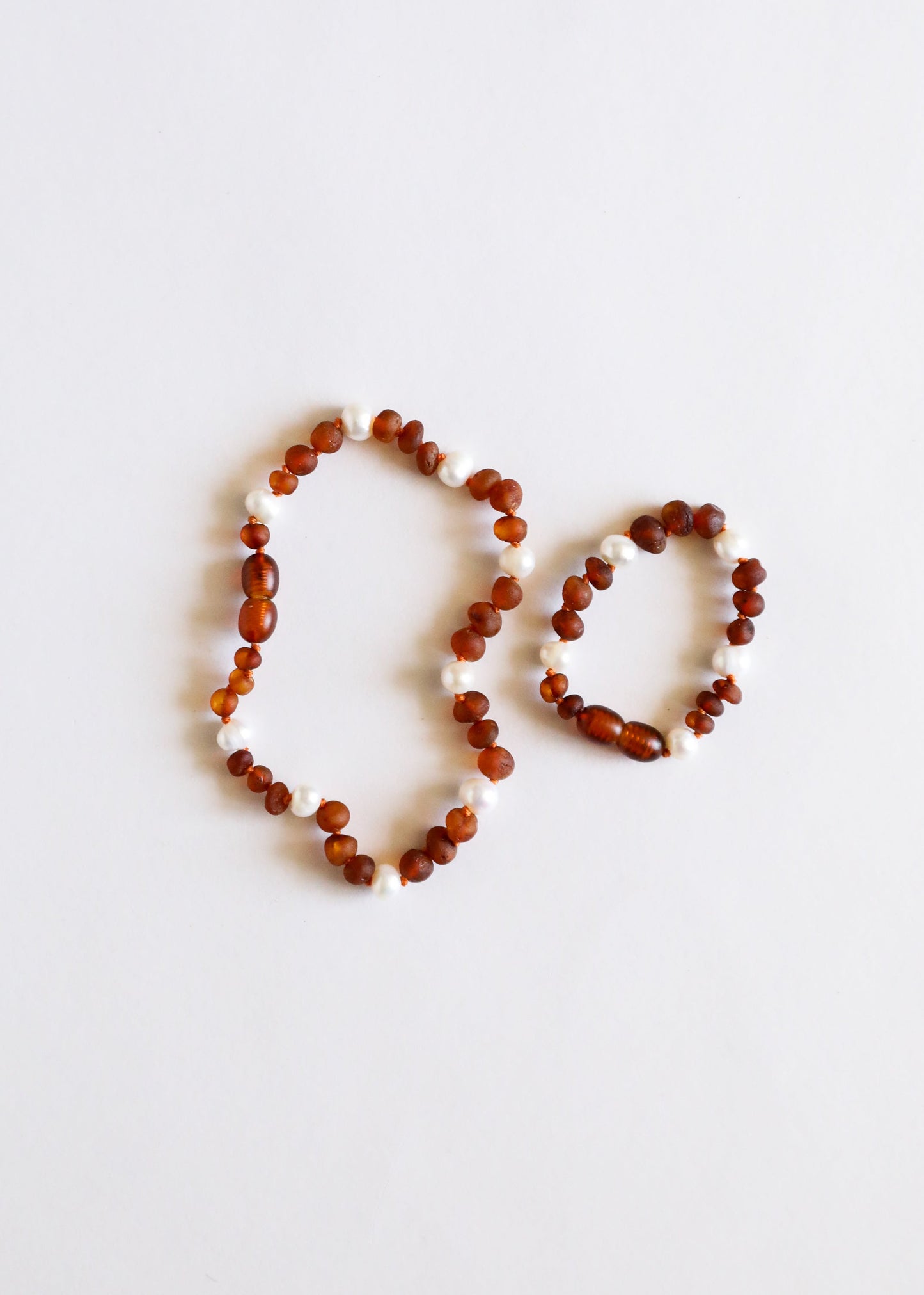 Raw Cognac Baltic Amber & Pearl Halo Anklet or Bracelet