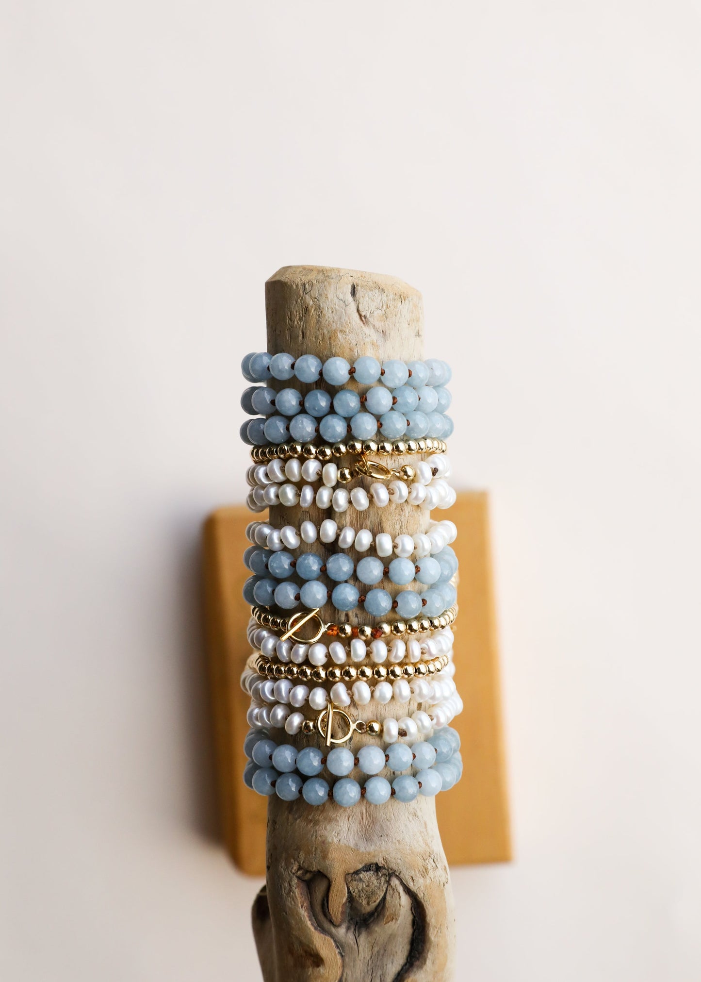 Pulsera o Tobillera de Piedra Preciosa de Acuamarina Pura