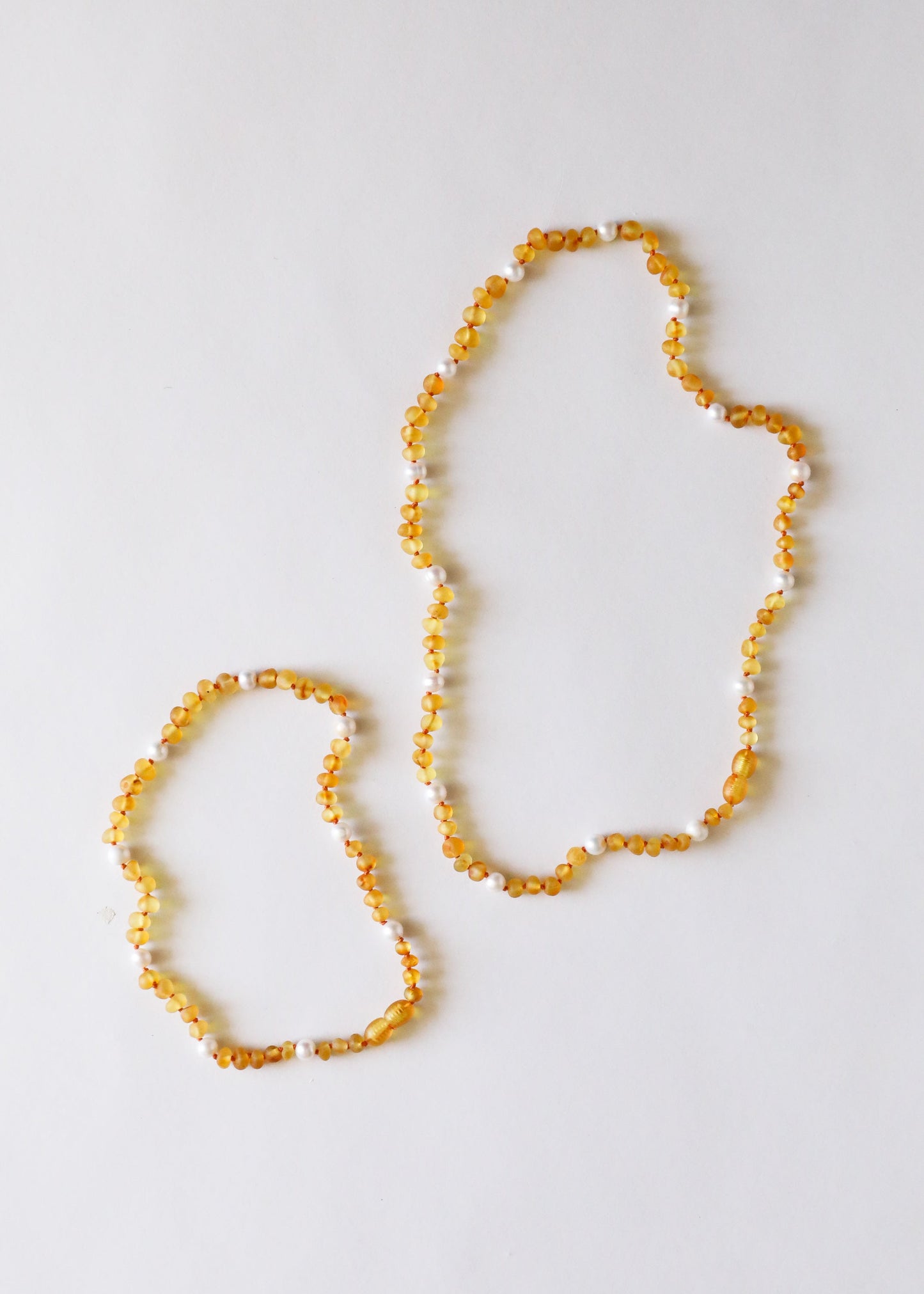 Raw Honey Baltic Amber & Pearl Halo Necklace
