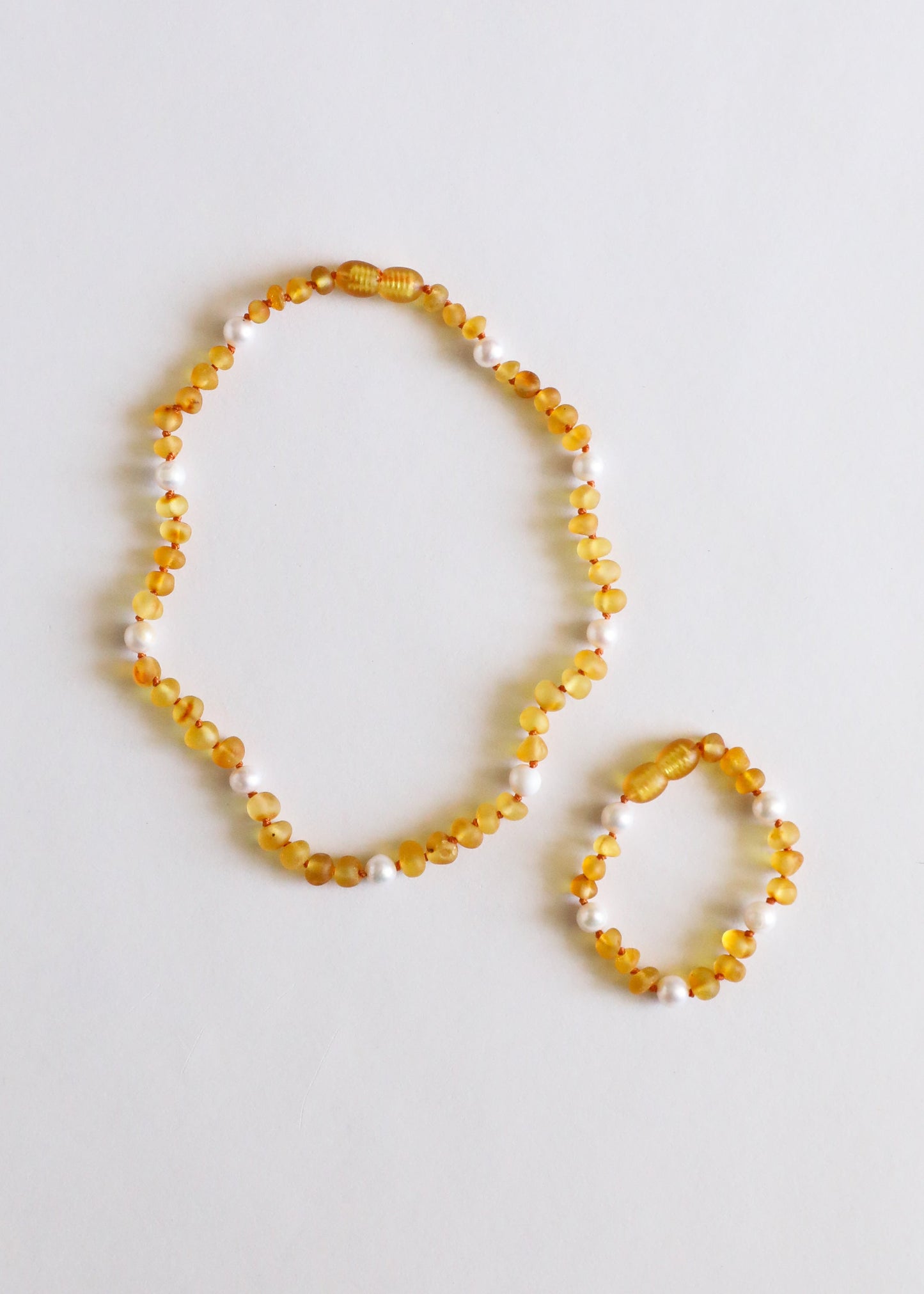 Raw Honey Baltic Amber & Pearl Halo Necklace