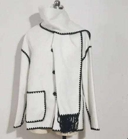 Manteau en Laine Épais Premium pour Femmes avec Écharpe