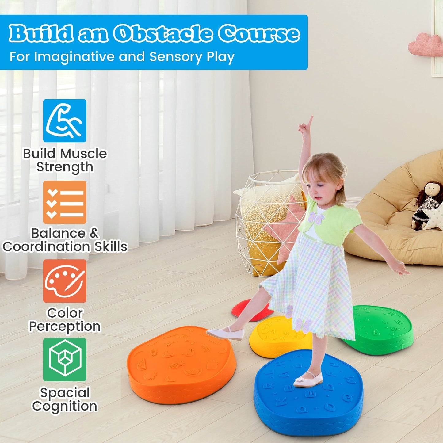 Gbruno 5-Piece Kids Stepping Stones - Multicolor Stackable Fun