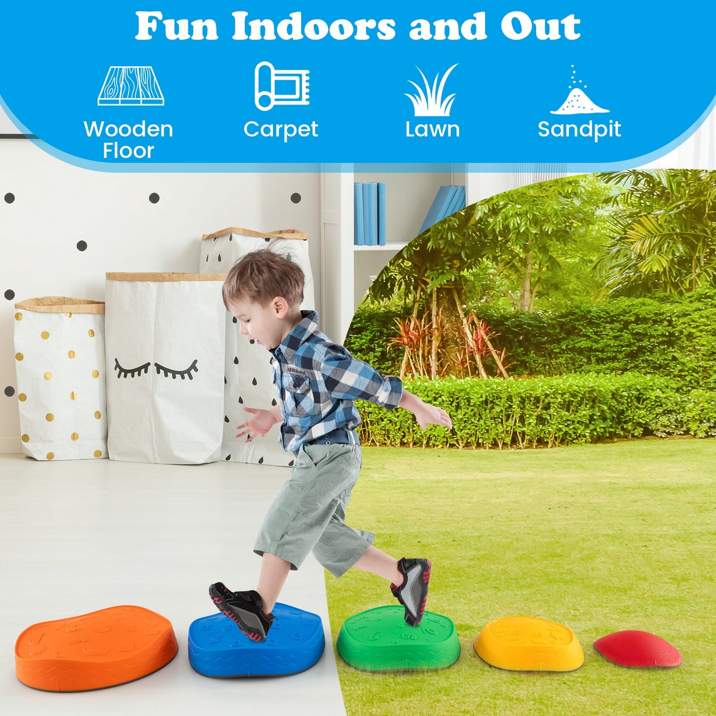Gbruno 5-Piece Kids Stepping Stones - Multicolor Stackable Fun