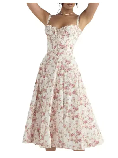 Vestido Midi Elegante para Mujeres – Corsé Sin Mangas con Abertura Lateral
