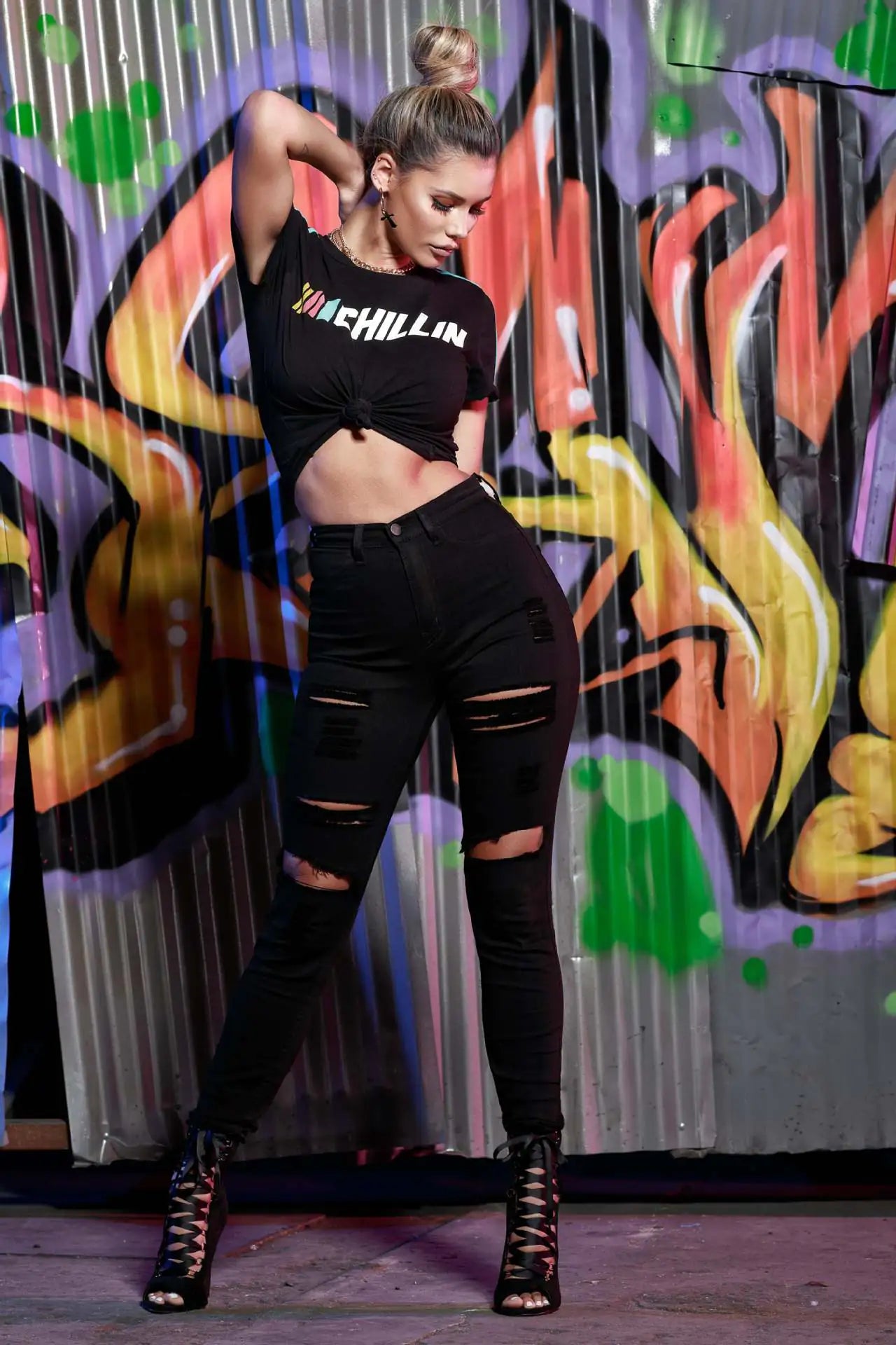 Leggings de Mujer Ripped Stretch en Blanco y Negro