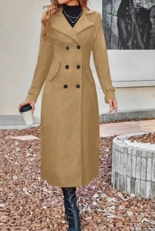 Elegant Double Breasted Women's Overcoat