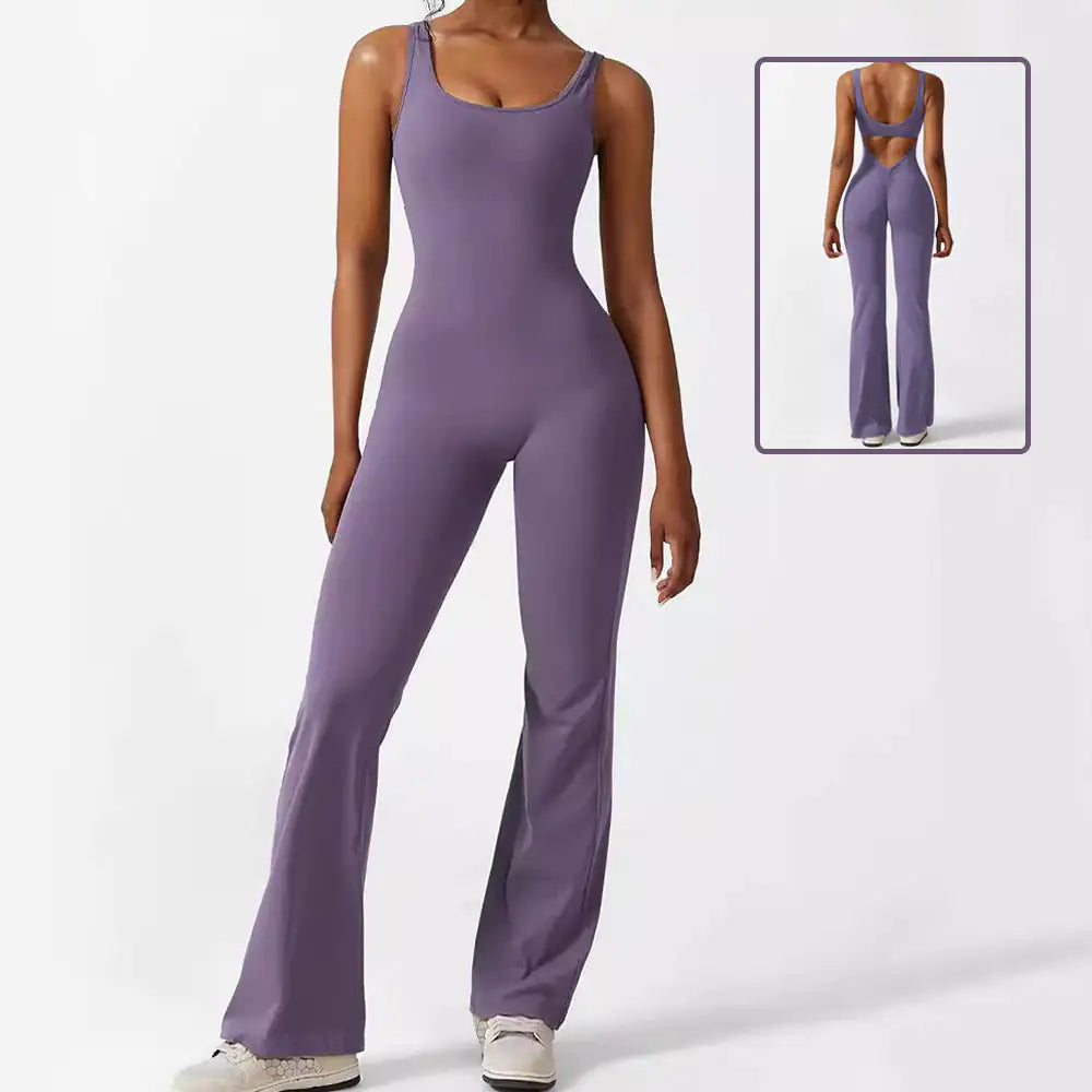 Mono de tirantes acampanado para mujer para fitness y yoga