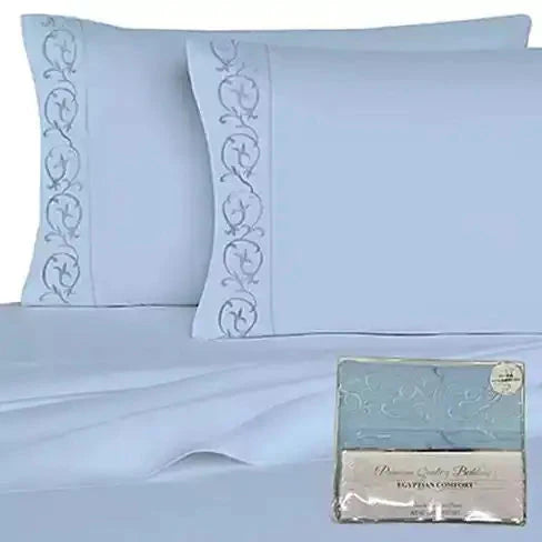 Victoria Embroidered 4-Piece Microfiber Sheet Set