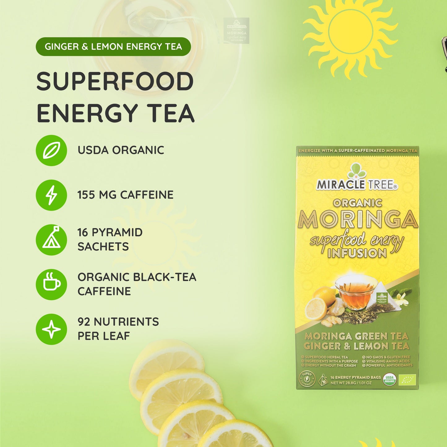 Té Energético de Moringa con Jengibre y Limón