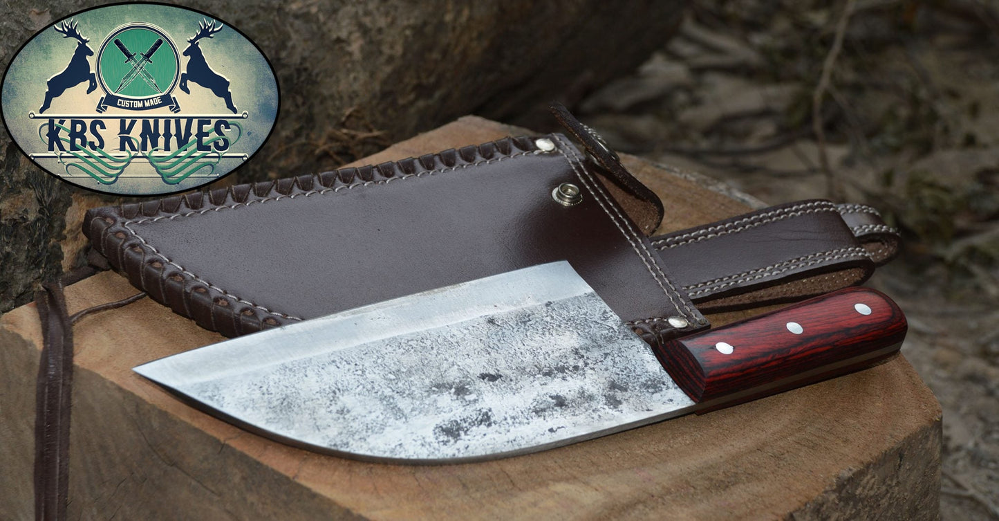 Premium Full Tang Handmade 1095 High Carbon Steel Chef Knife with Exotic Wood Handle - Korvel