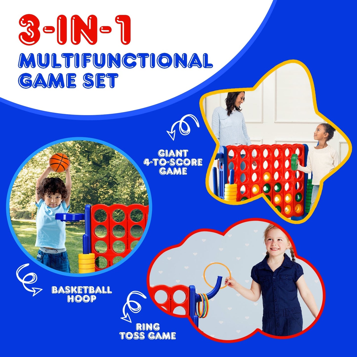 Jeu géant 4-à-marquer de 2,5 pieds - Bleu