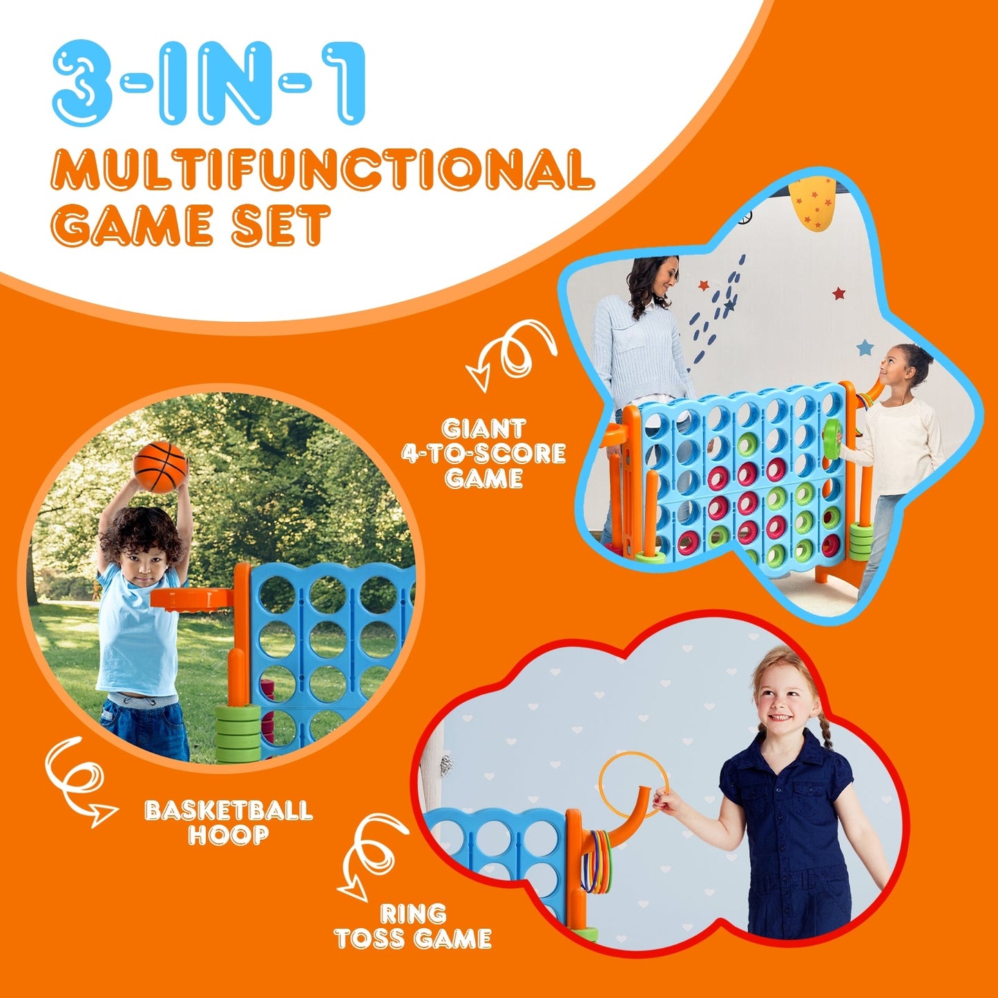 2.5ft 4-to-Score Giant Game Set - Orange