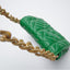 Elegante bolso de hombro pequeño verde con solapa y cadena de metal